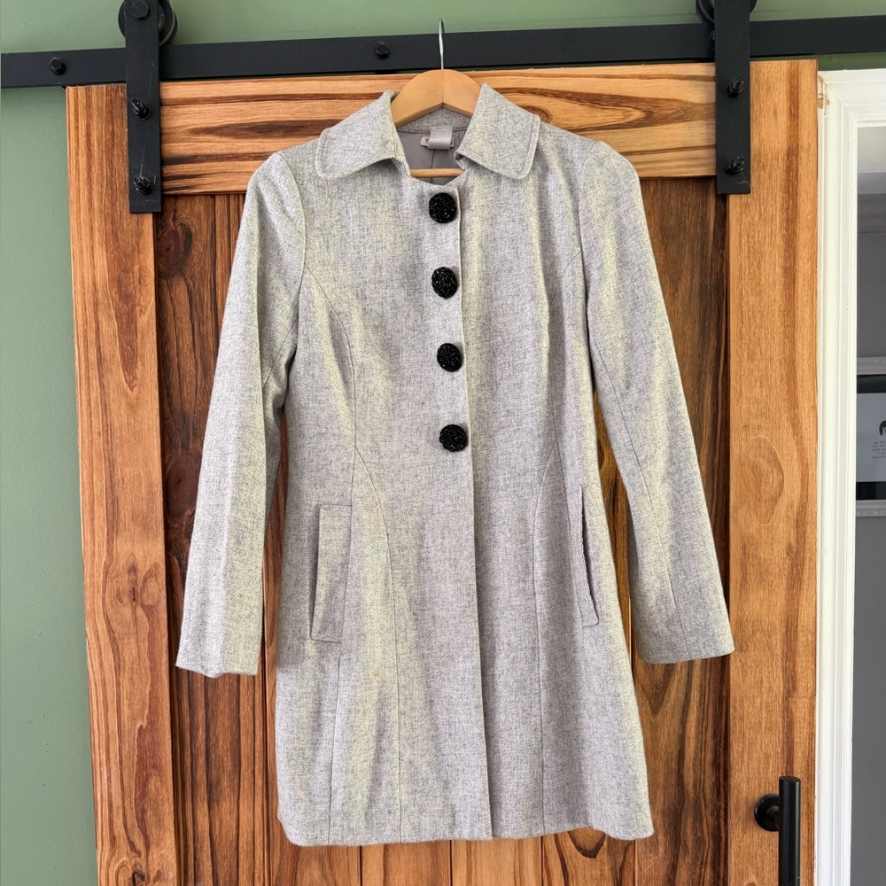 Light Gray Tailored Wool-Blend Coat